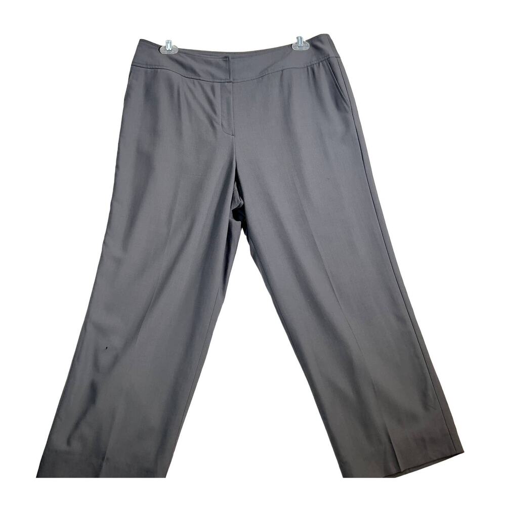 Talbots Pull On Pants Woman 16 Italian Wool Grey Pockets Made in Japan Zip Hook